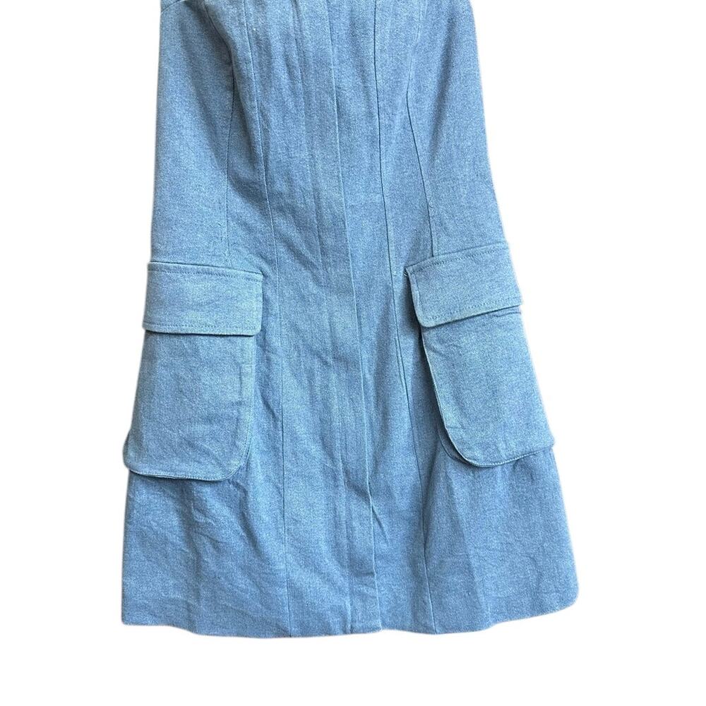 Sundays Soho Denim Pocket Mini Dress Sz Small Pinafore Style Front Patch Pockets - Picture 12 of 16